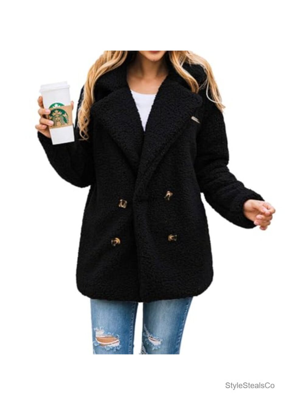 Women's Oversized Sherpa Fleece Coat Faux Fur Zip Up Shacket